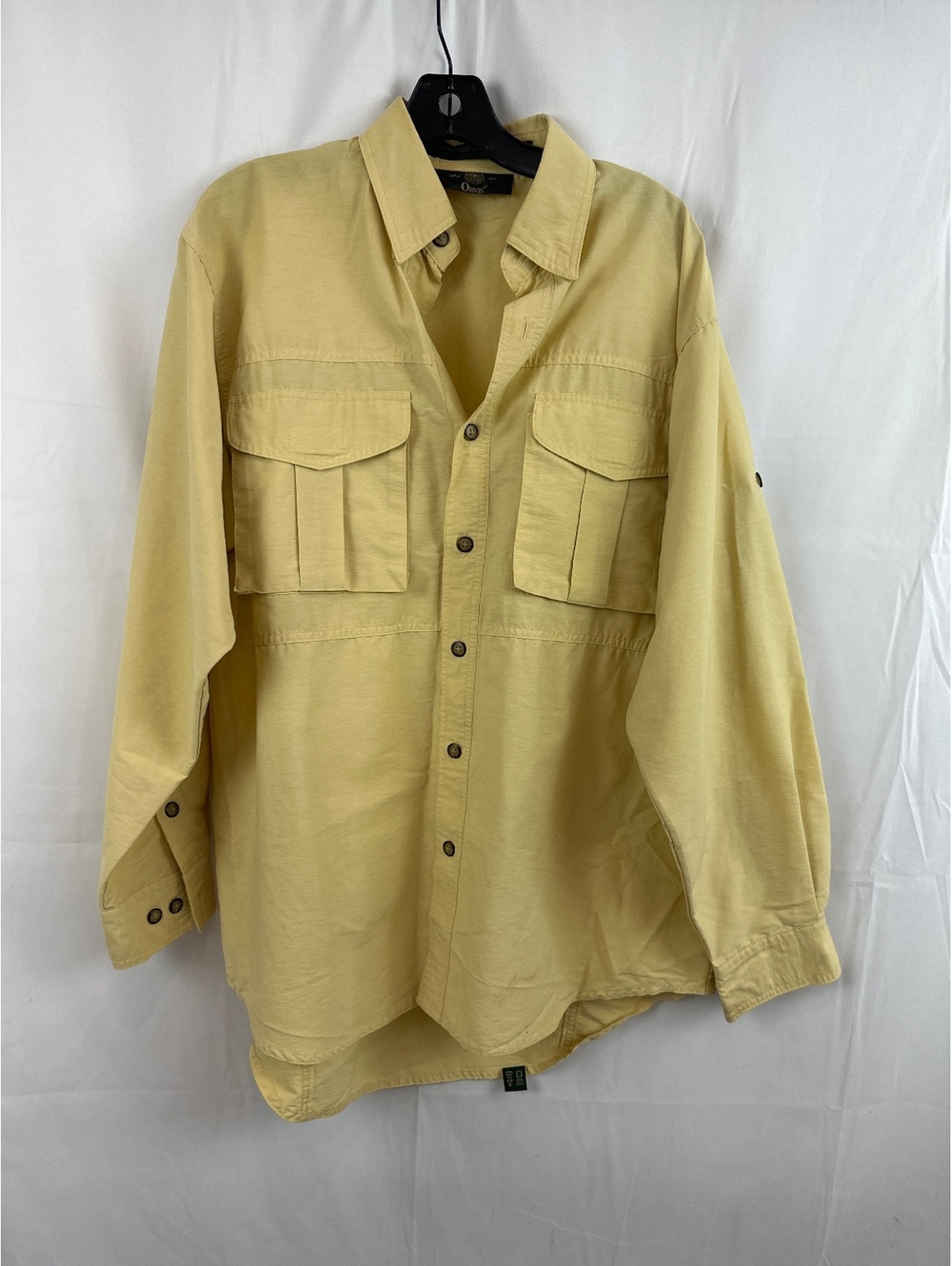 Orvis Men's Long Sleeve Button-Up Shirt Beige Medium